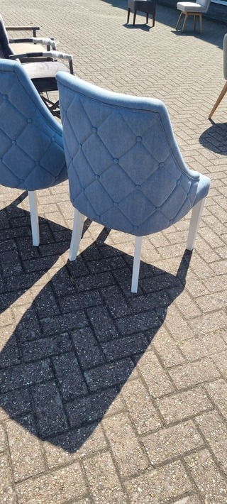 2x Eetkamerstoel Linnen, Zazuhome , “Riviera Maison”, Blauw